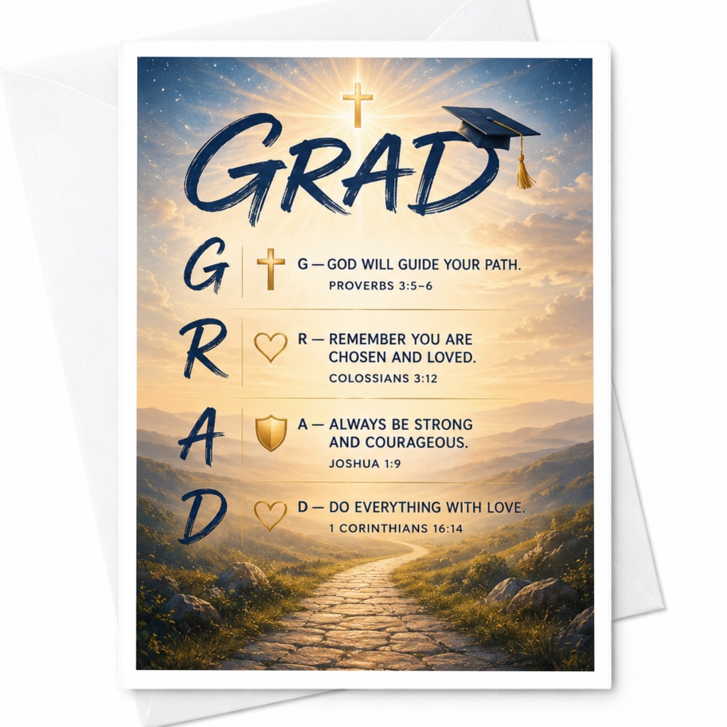 Grad God Will Guide Your Path Graduation Card Inspirational Christian Graduation Card Class Of 2025 High School College C4054