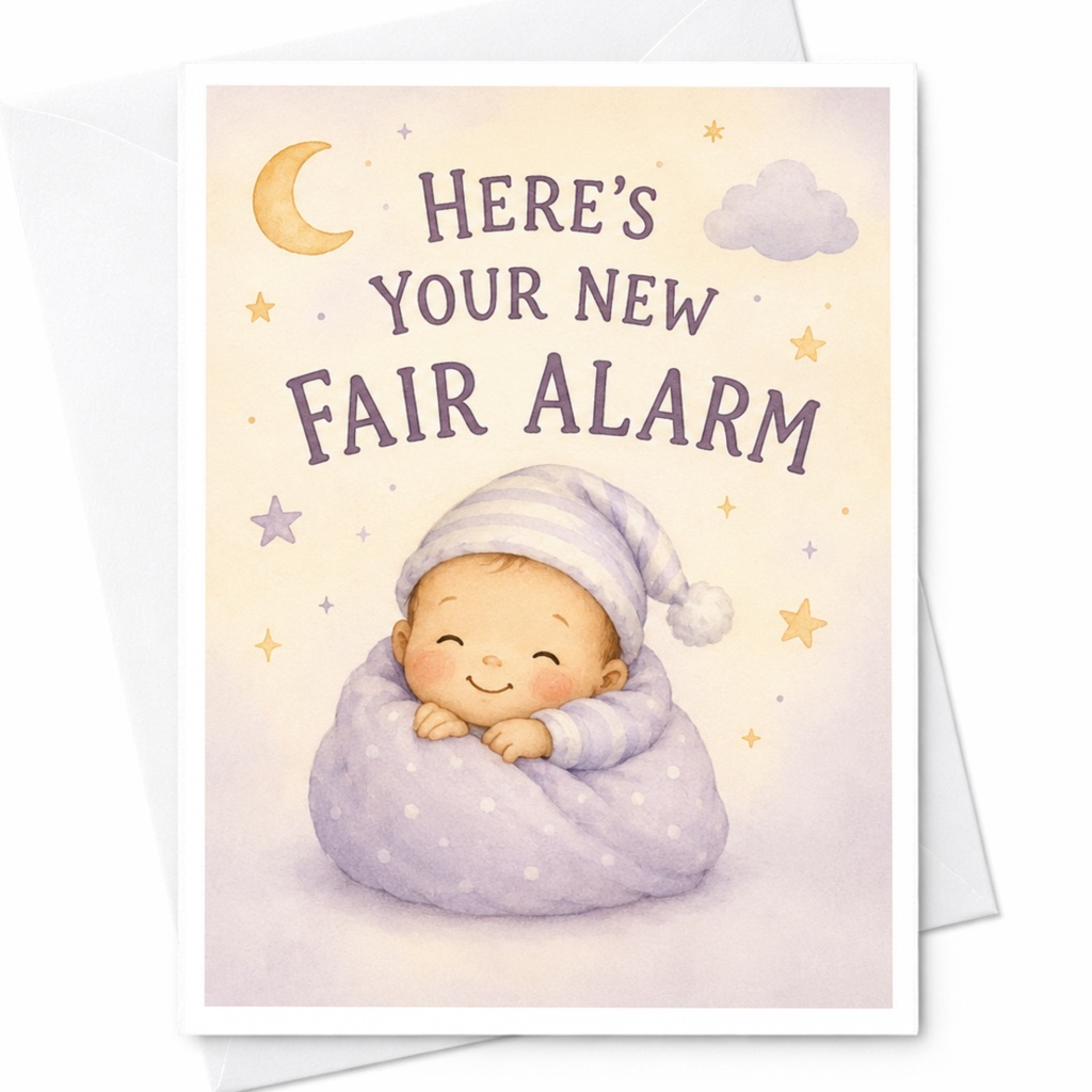 Here's Your New Fair Alarm Newborn Announcement Card Cute Baby Greeting Card For New Parents Baby Shower Gift Adorable C4060