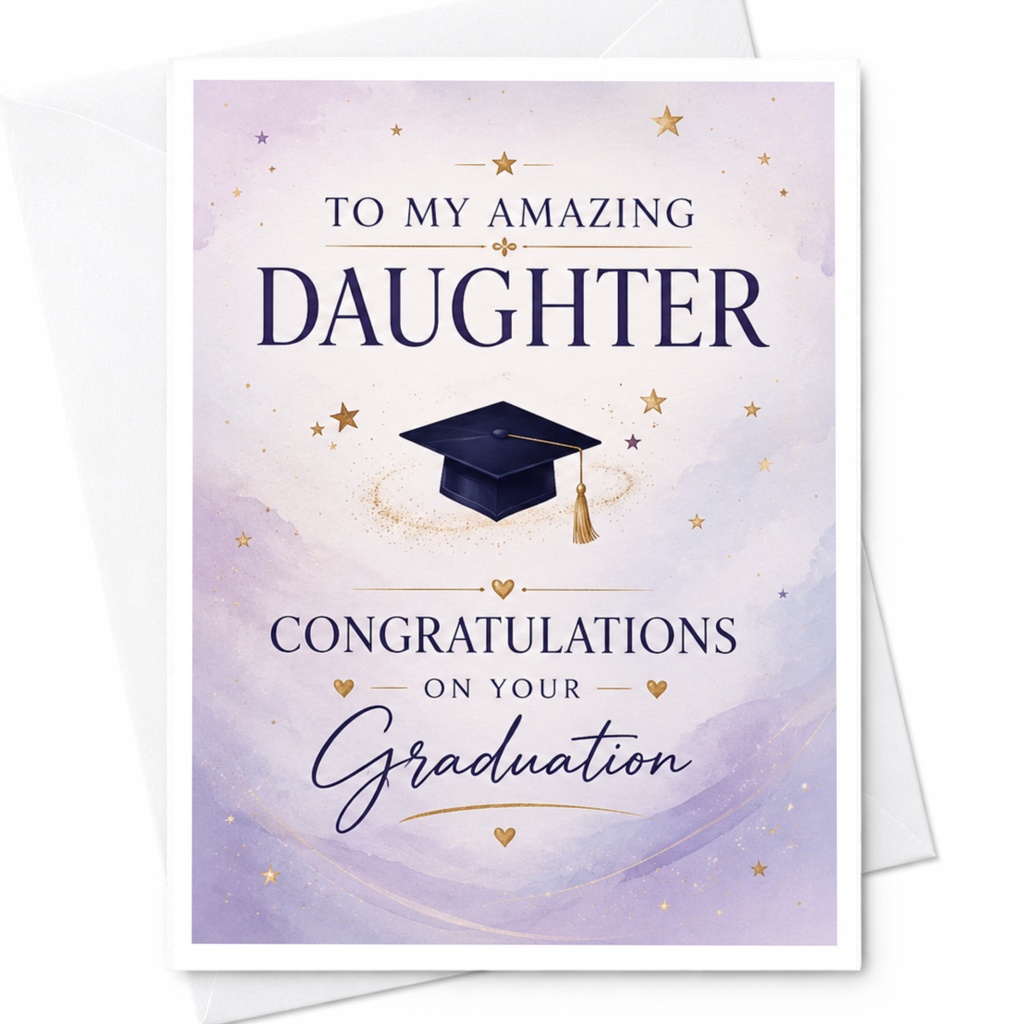 To My Amazing Daughter Congratulations On Your Graduation Card For Daughter Proud Graduation Card With Cap And Stars C4046