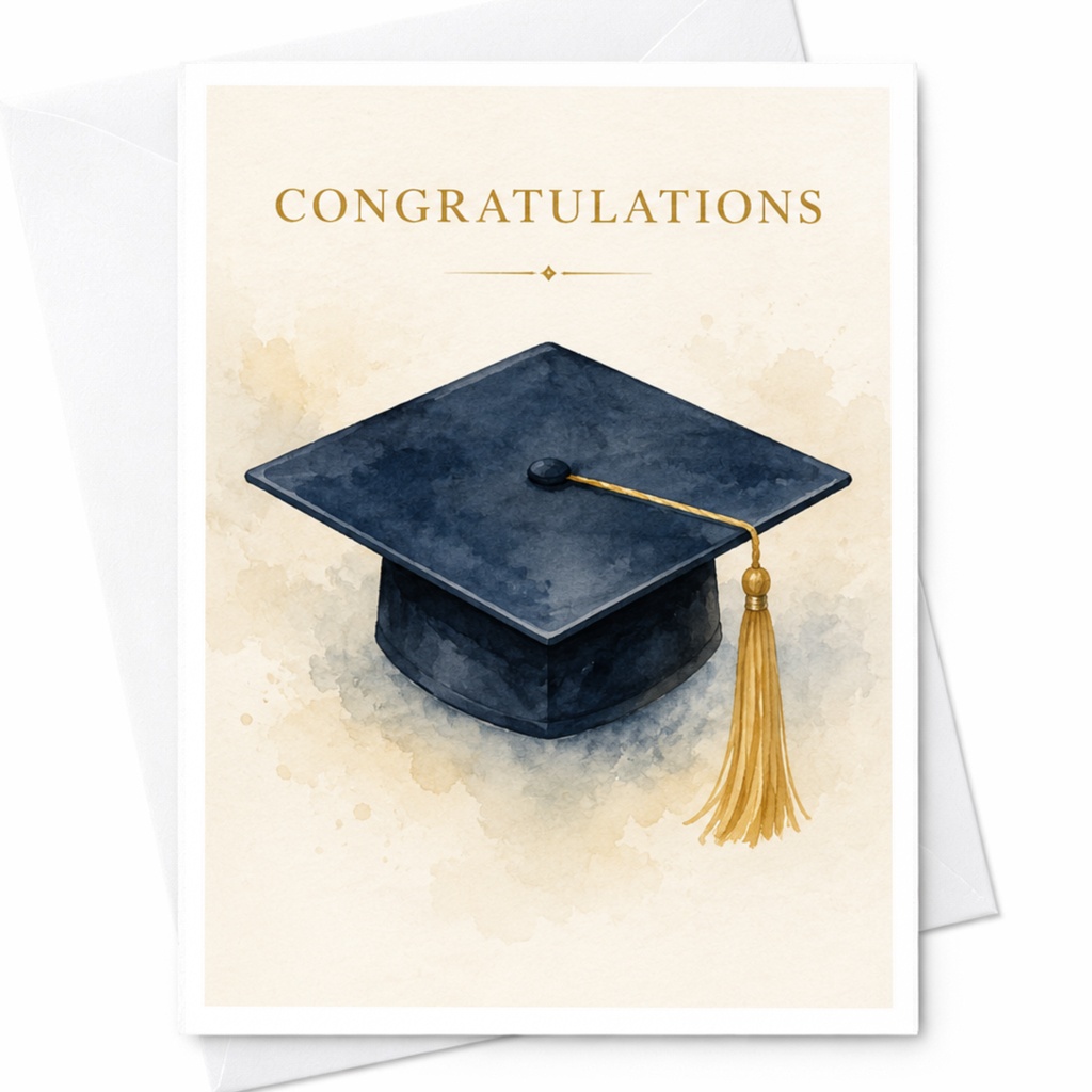 Congratulations Graduation Card Cap For Graduate Watercolor Style Congrats Card For Daughter Son Student C4049