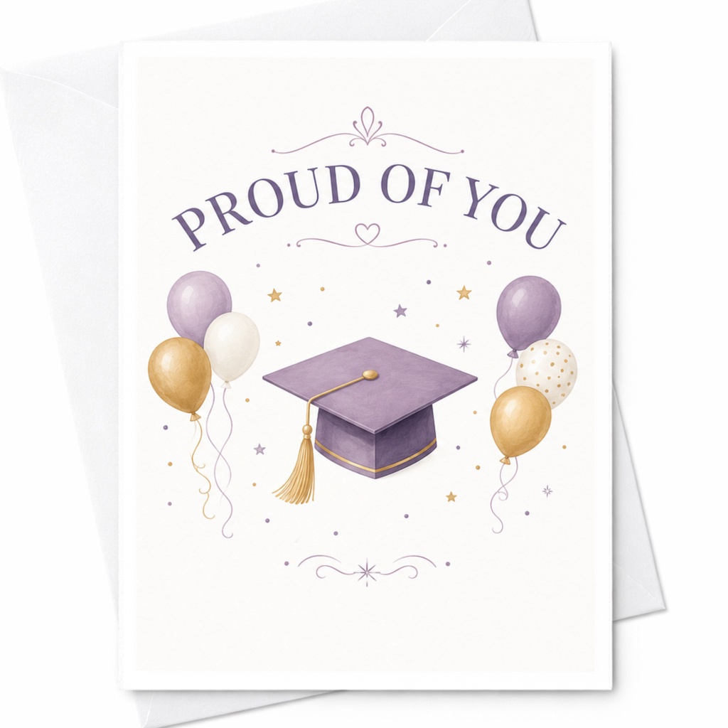 Proud Of You Graduation Card Festive Cap And Balloons For Graduate Student Celebration Congrats Achievement C4052