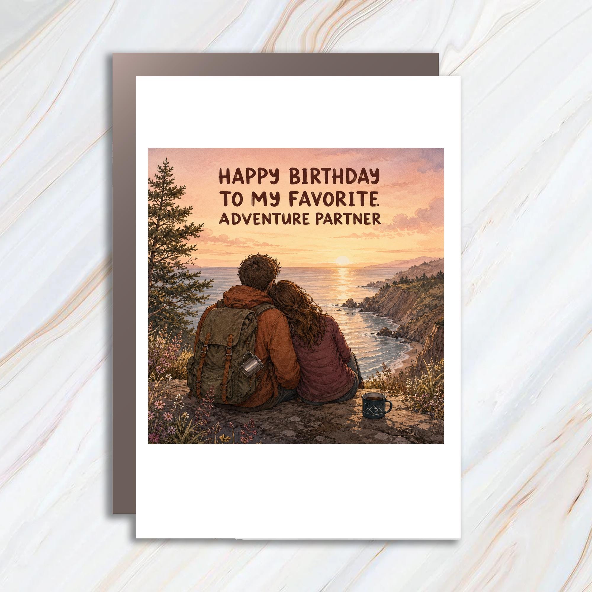 Happy Birthday To My Favorite Adventure Partner Birthday Card Romantic Couple Scenic View For Partner Adventure Lover BC150