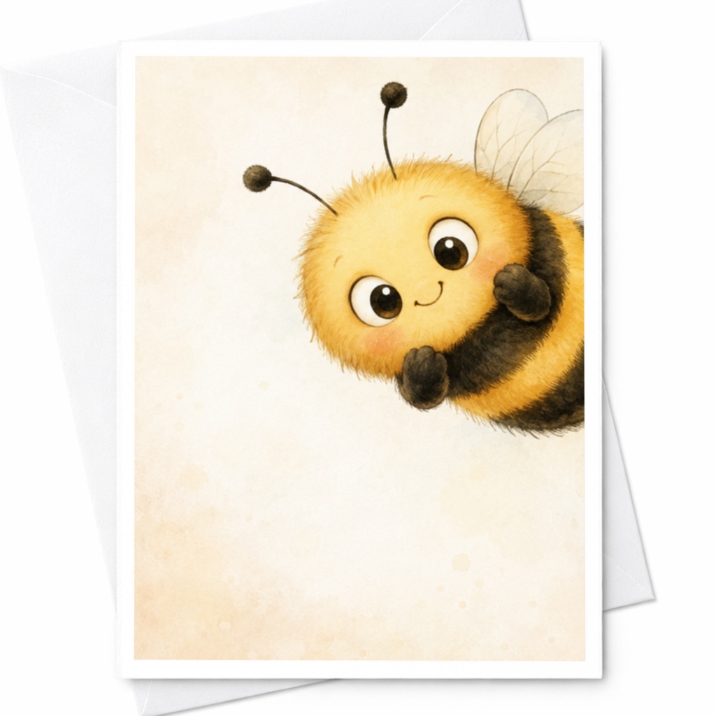 Cute Cartoon Bee Blank Greeting Card Adorable Animal Card For Kids Birthday Card Sweet Everyday Card For Bee Lover C4086