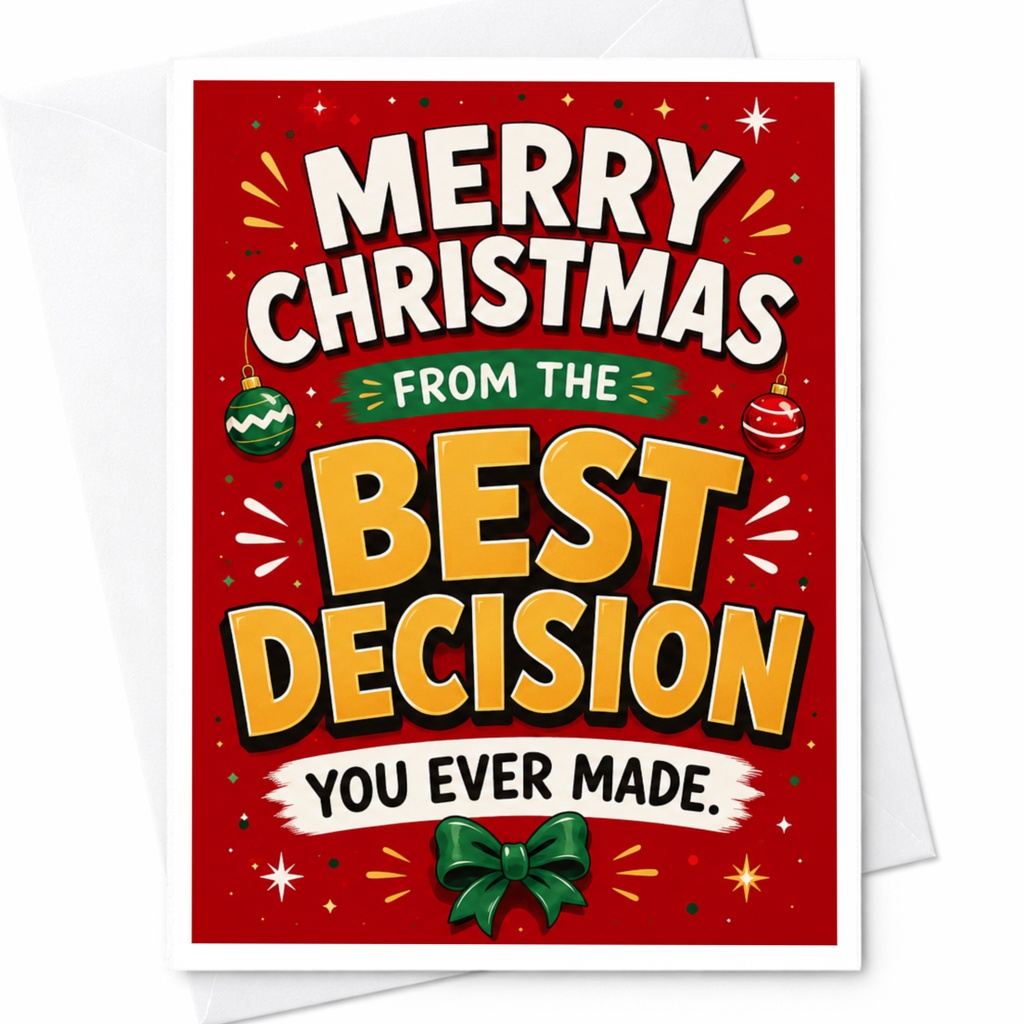 Merry Christmas From The Best Decision You Ever Made Funny Christmas Card For Husband Boyfriend Holiday Card For Him Festive C4098