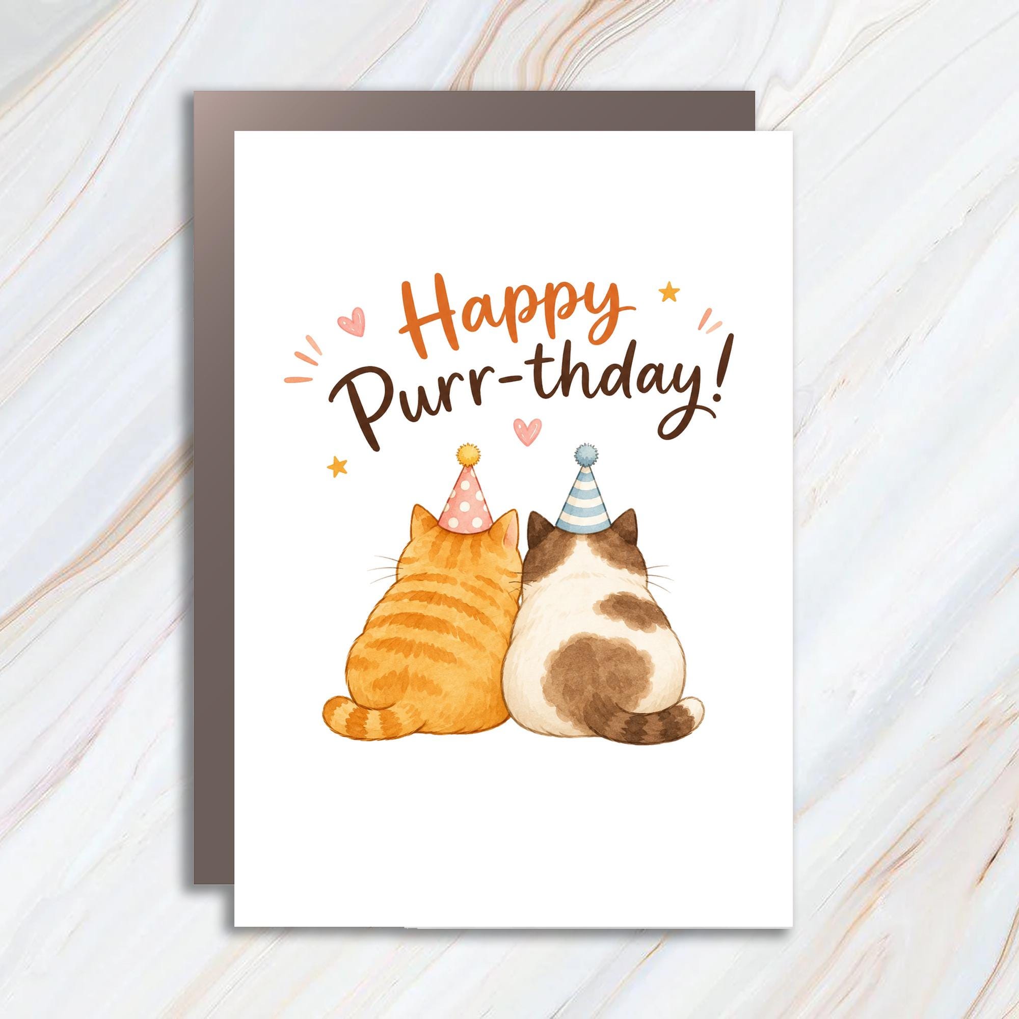 Happy Purr-Thday! Cute Cat Birthday Card For Cat Lover Animal Lover Adorable Feline Greeting Card Fun Celebration BC167