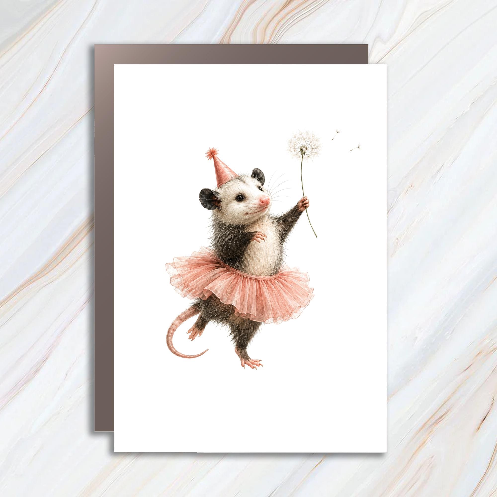 Cute Possum In Tutu Blank Greeting Card Animal Lover Birthday Card Whimsical Illustration For Her Fun Everyday Card BC164