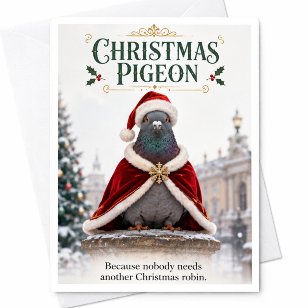 Christmas Pigeon Funny Christmas Card Because Nobody Needs Another Christmas Robin Holiday Greeting Card C4110