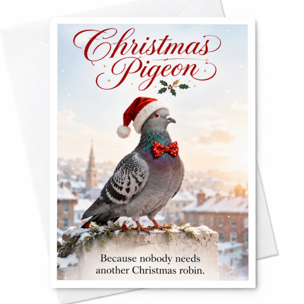 Christmas Pigeon Because Nobody Needs Another Christmas Robin. Funny Christmas Card Holiday Pigeon Lover Greeting Card C4111