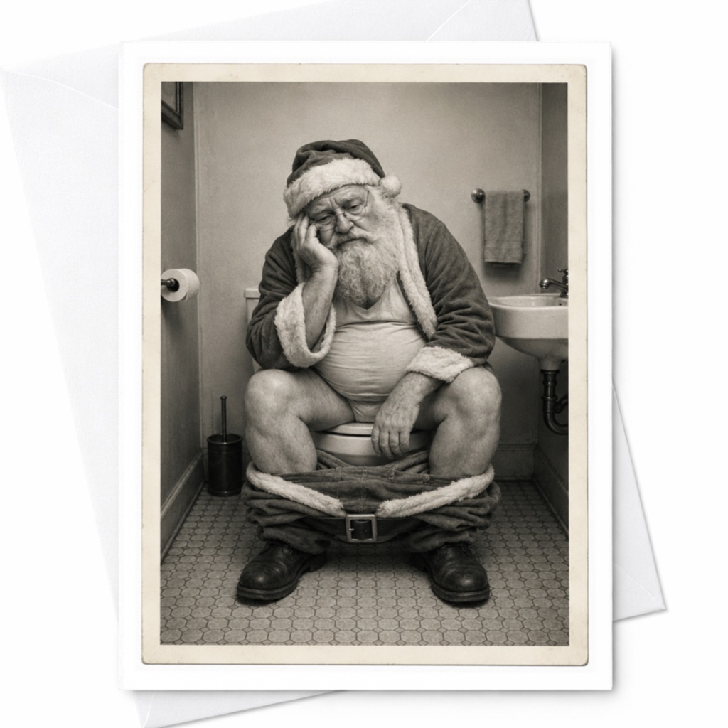 Funny Santa Claus Christmas Card Holiday Greeting Card For Friends Family Unique Festive Card Santa C4152