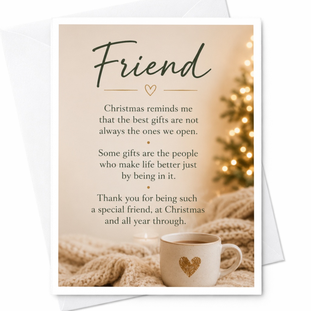 Friend Christmas Card Special Friendship Holiday Greeting Cozy Heartfelt Wishes For Best Friend Xmas Card C4158