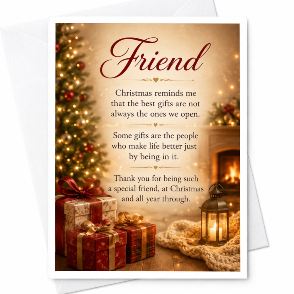 Friend Christmas Card Special Friendship Holiday Greeting Card Heartfelt Message For Best Friend Xmas Card C4159