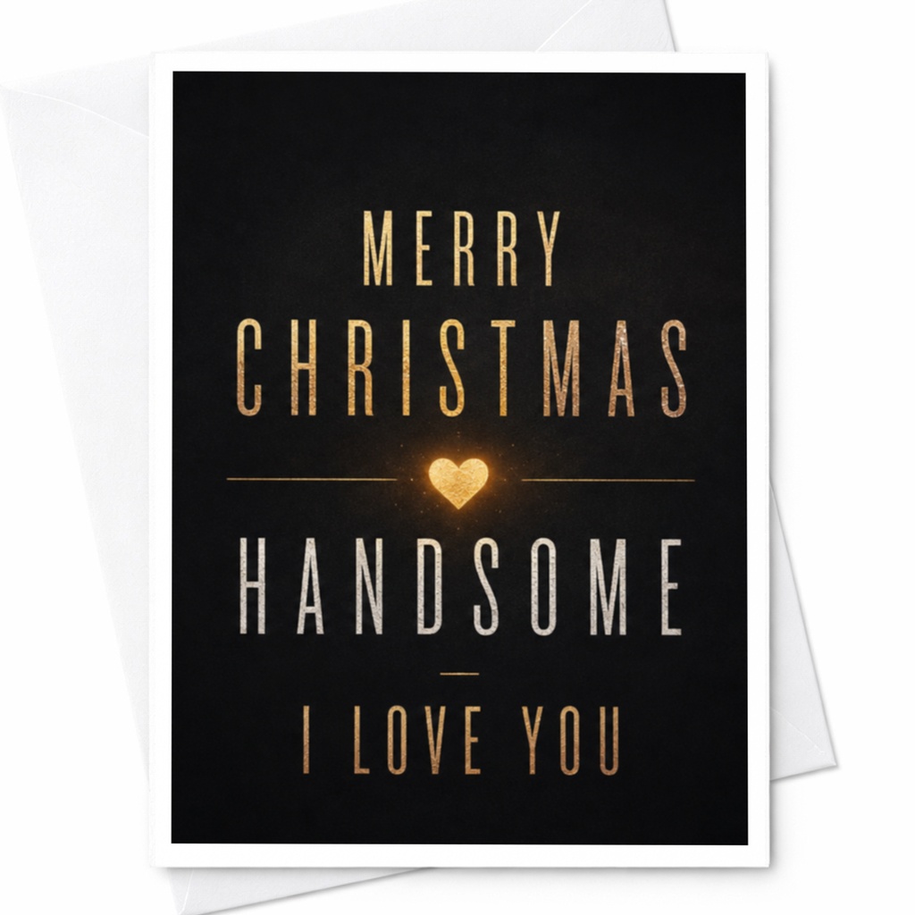 Merry Christmas Handsome I Love You Romantic Christmas Card For Him Husband Boyfriend Partner Holiday Greeting Card C4196