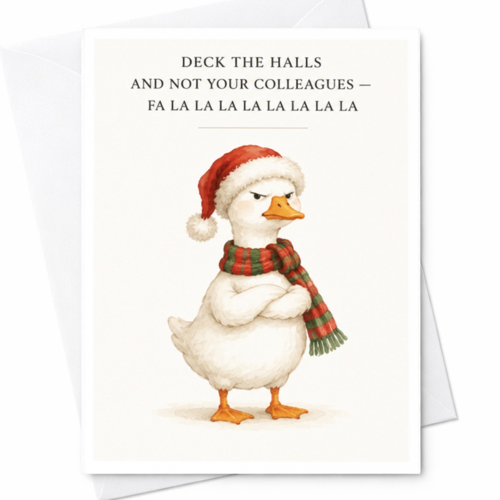 Deck The Halls And Not Your Colleagues Christmas Card Funny Holiday Greeting Card For Coworkers Duck C4199