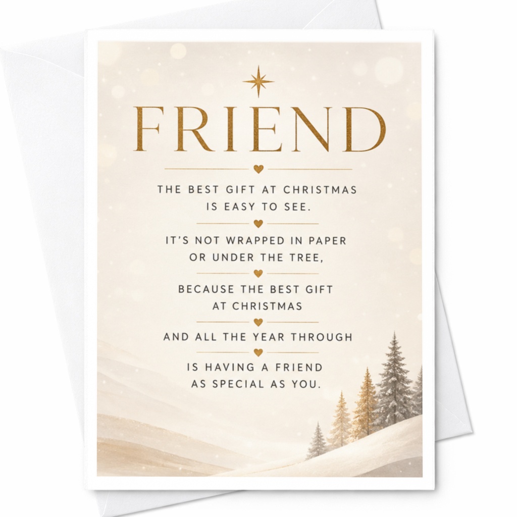Friend The Best Gift At Christmas Card For Friend Special Holiday Greeting Card Winter Scene Festive Card For Best Friend C4174