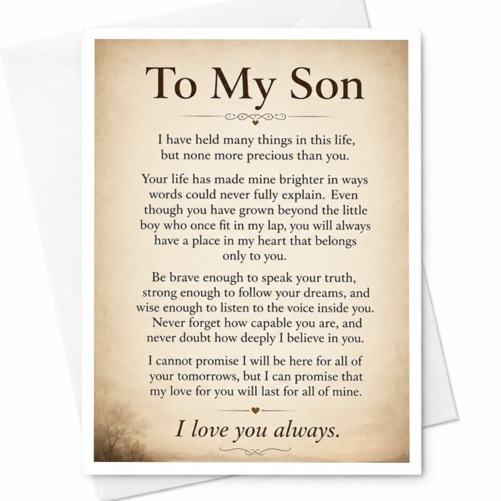 To My Son I Love You Always Sentimental Birthday Card Inspirational Message For Son Heartfelt Greeting Card From Parent C4192