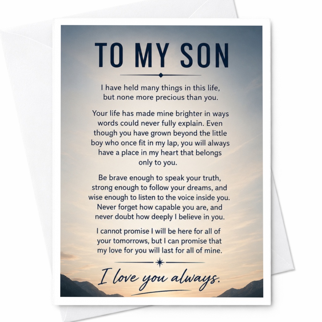 To My Son I Love You Always Heartfelt Birthday Card Inspirational Message For Son Special Occasion Greeting Card C4193