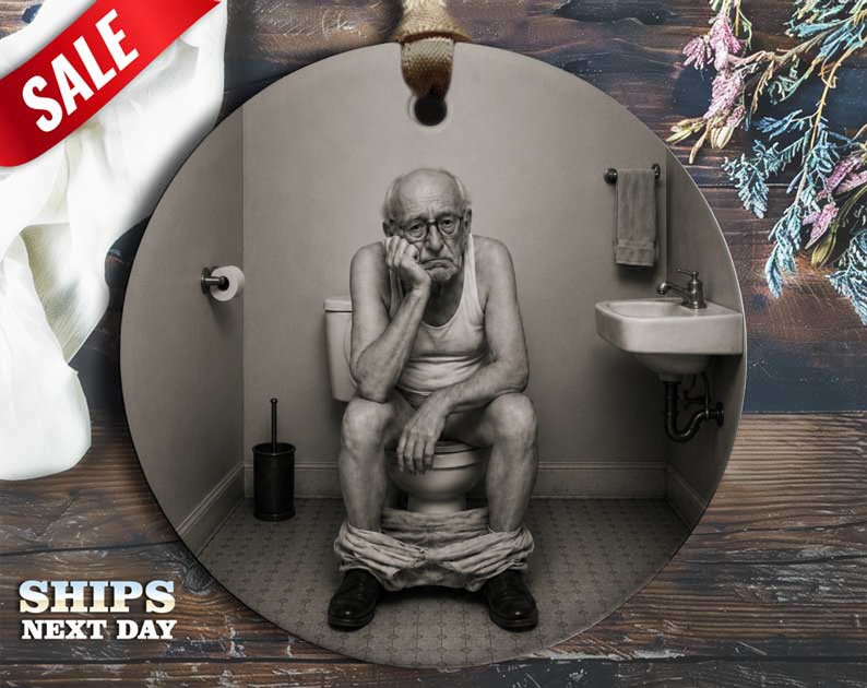 Funny Elderly Man Ornament Bathroom Decor Gag Gift For Him Unique Home Decoration Quirky Novelty Ornament O124
