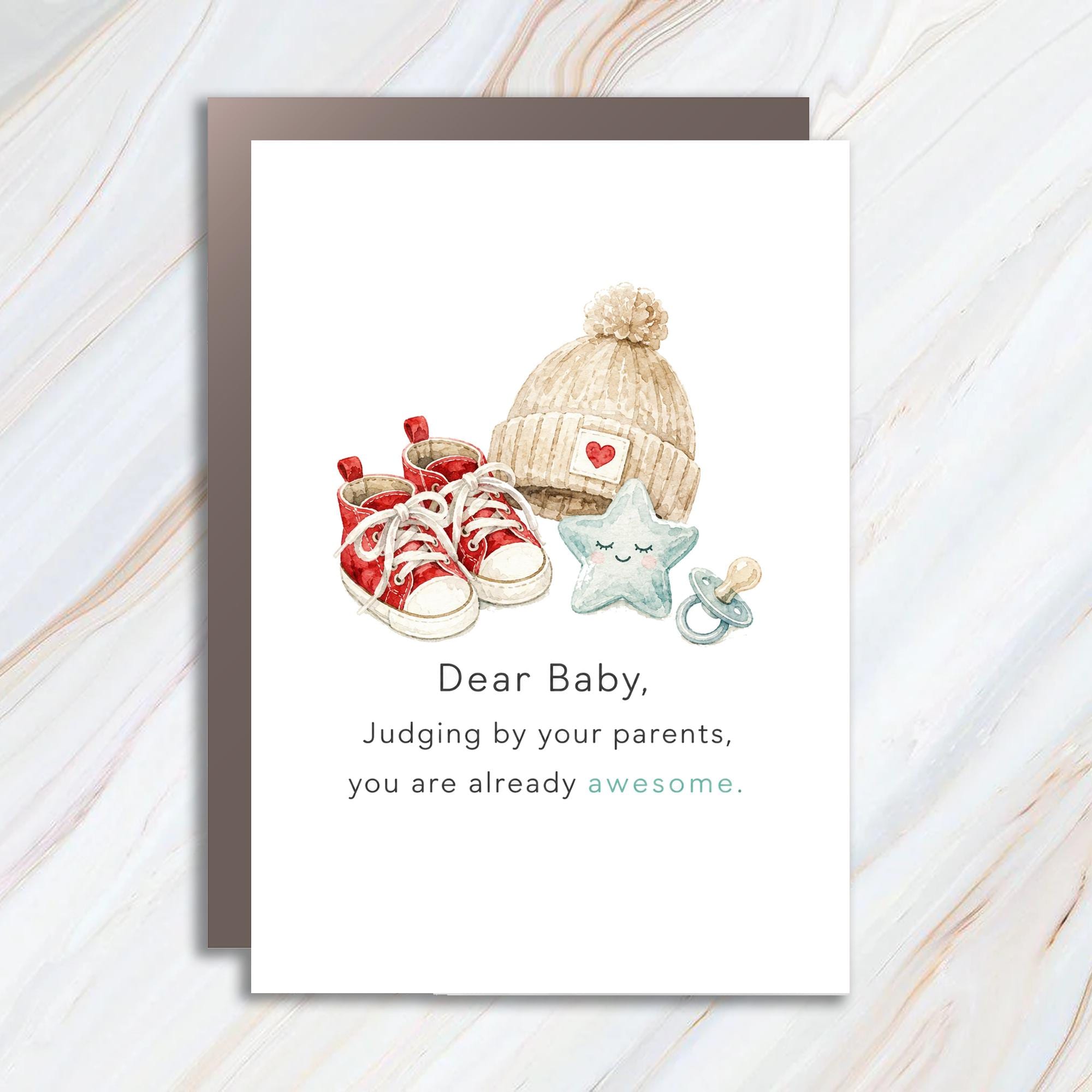 Dear Baby, Judging By Your Parents, You Are Already Awesome New Baby Card Cute Greeting Card For New Parents Baby Shower C913