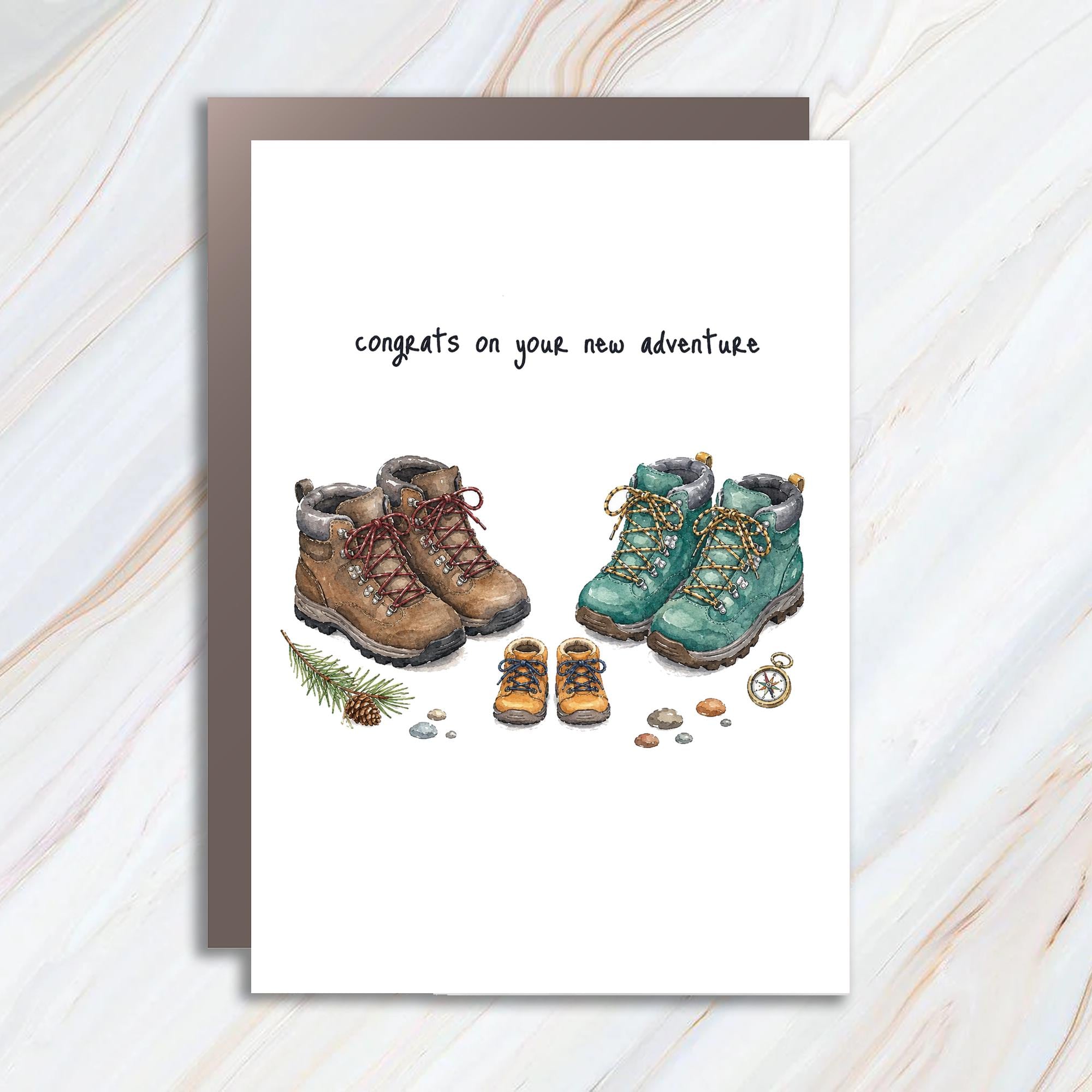 Congrats On Your New Adventure Congratulations Card Hiking Boots Family Journey Card New Beginnings Card For Explorer C912