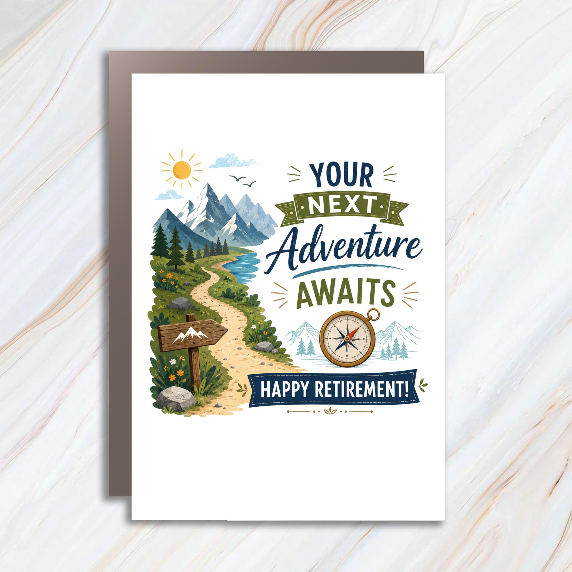 Your Next Adventure Awaits Happy Retirement! Retirement Card For Coworker Adventure Theme Compass Nature C916