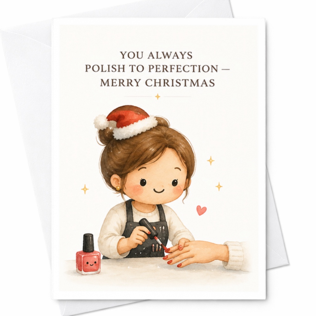 You Always Polish To Perfection — Merry Christmas Nail Polish Christmas Card Beauty Lover Holiday Greeting Card Cute Festive Desig C4229