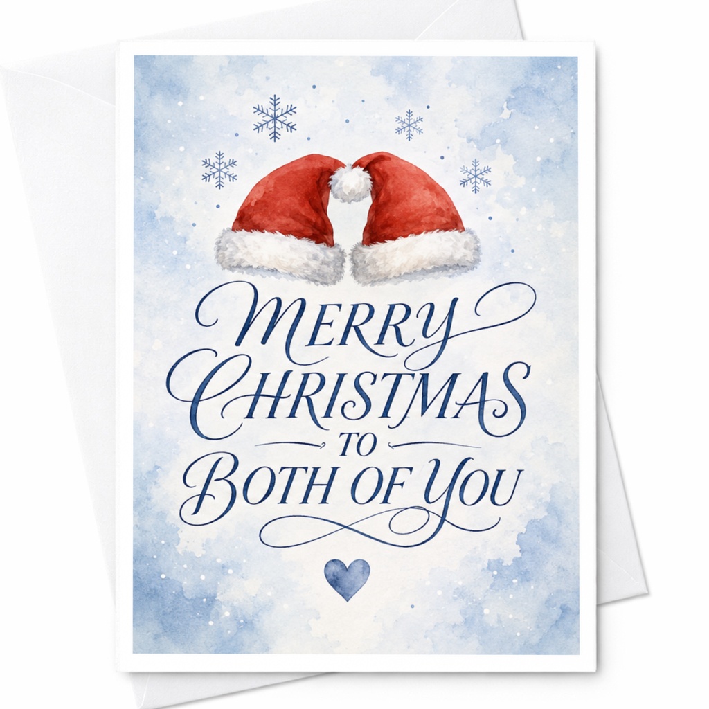 Merry Christmas To Both Of You Card Couple Holiday Greeting Card Festive Xmas Card For Friends Family Cute Santa Hats C4210