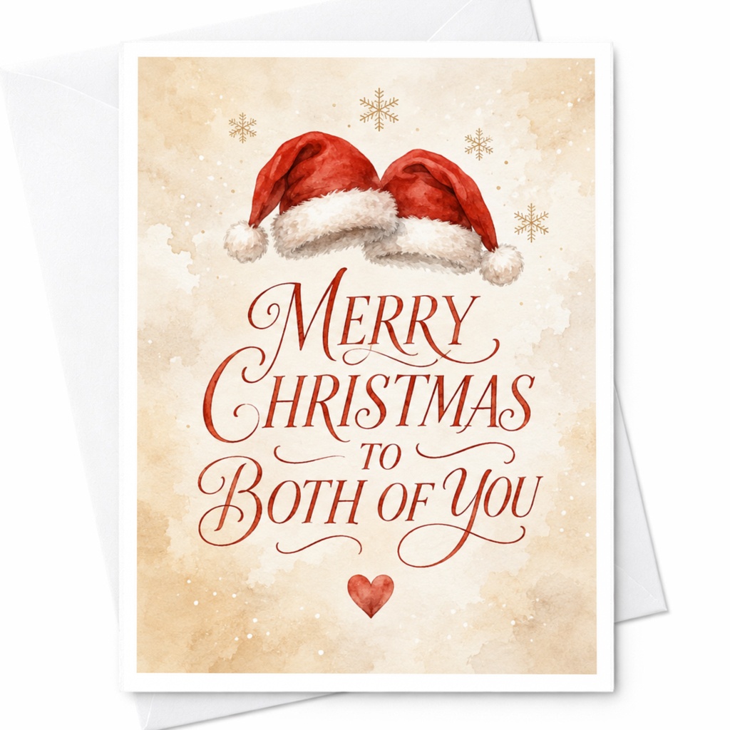 Merry Christmas To Both Of You Card Couple Holiday Greeting Card Festive Xmas Card For Friends Family Cute Santa Hats C4211