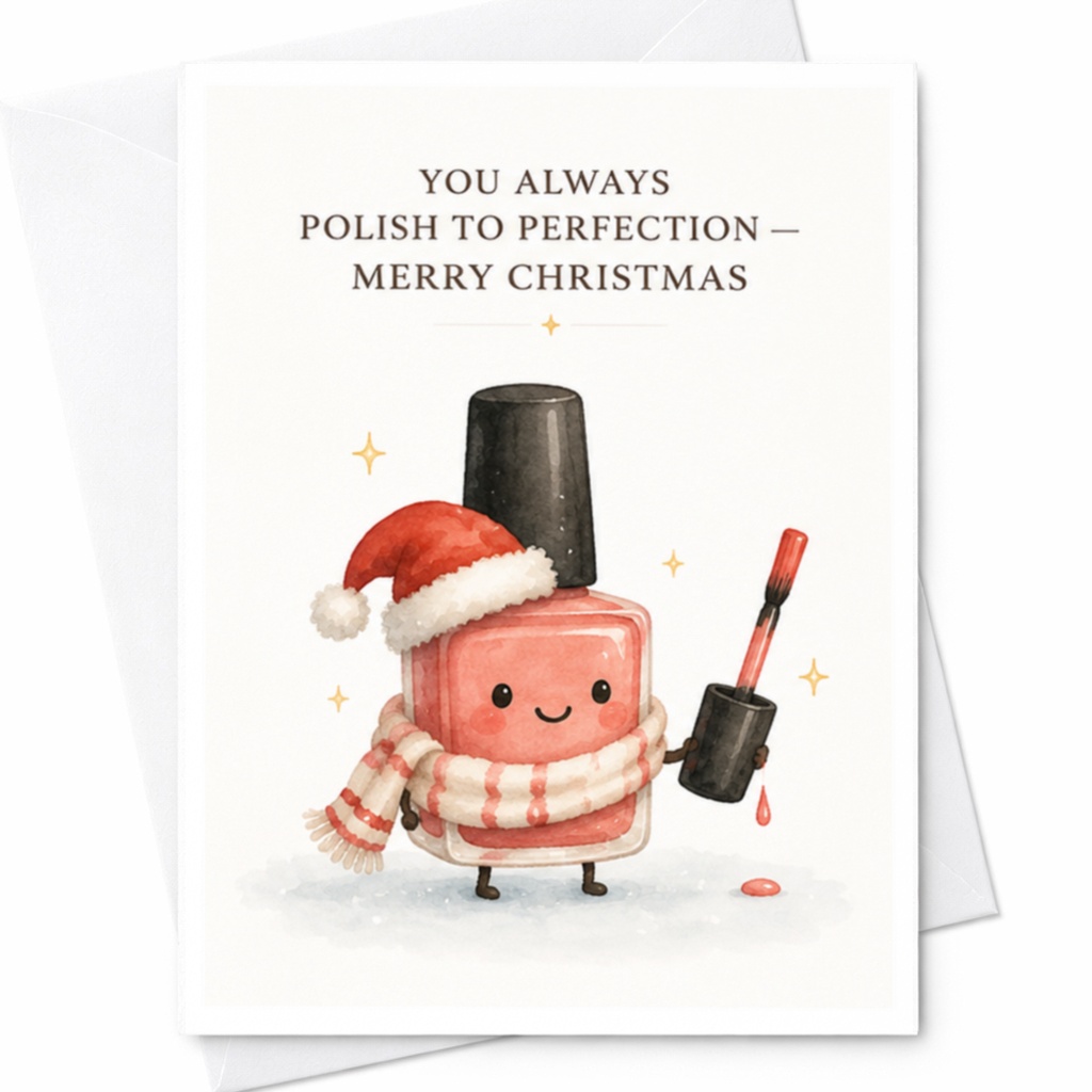 You Always Polish To Perfection — Merry Christmas Nail Polish Christmas Card Beauty Lover Holiday Greeting Card Cute Festive Desig C4228