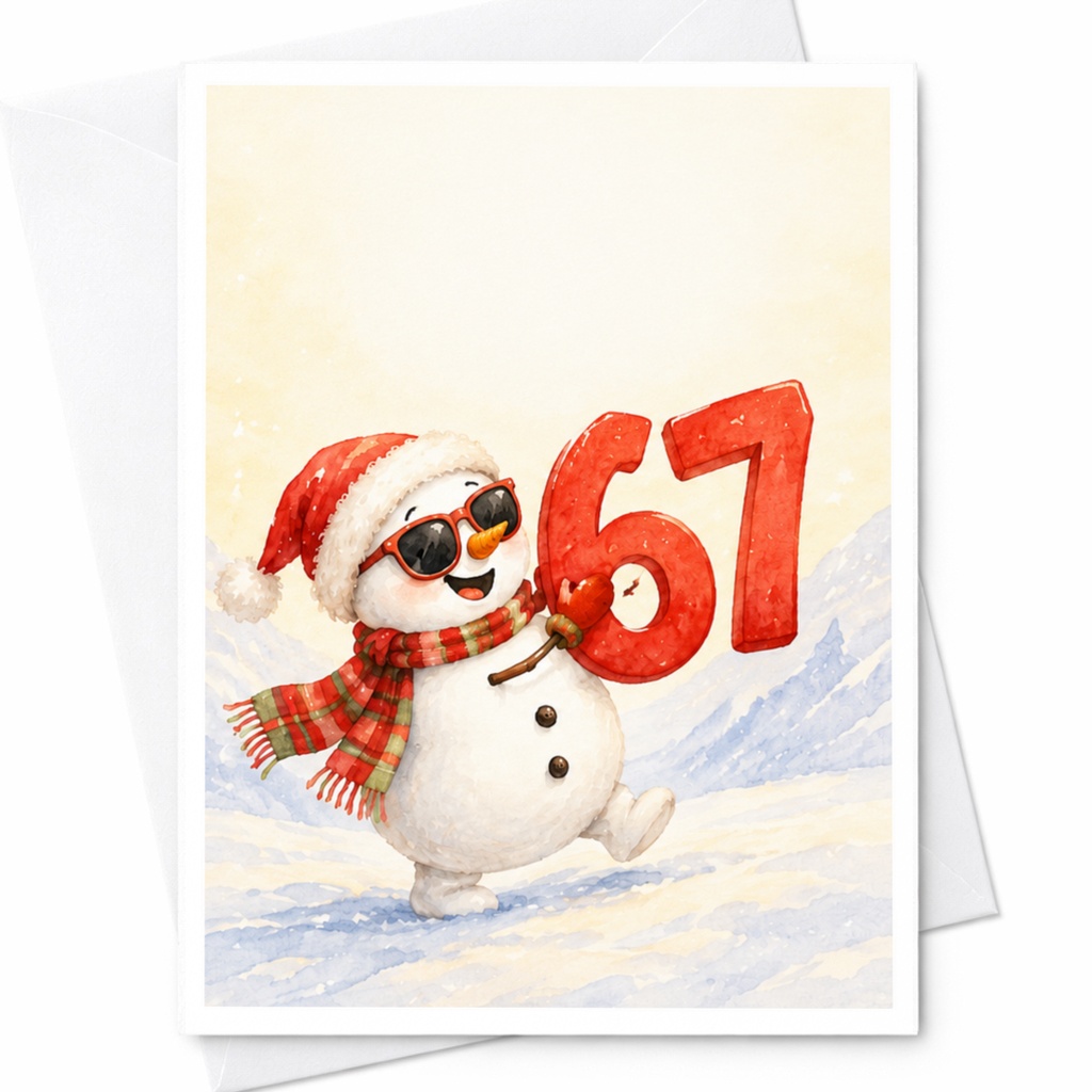 67 Merry Christmas Card Snowman With Santa Hat Holiday Greeting Card For Family Friends Festive Winter Scene C4235