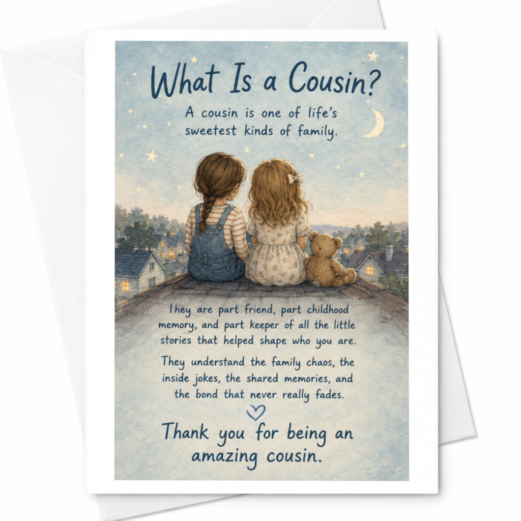 What Is A Cousin? Thank You For Being An Amazing Cousin Card Sweet Family Greeting Card For Cousin Childhood Memories C4239