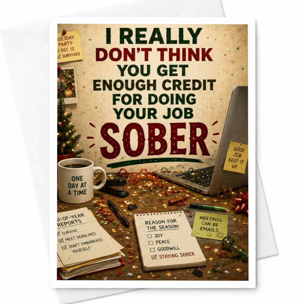 I Really Don't Think You Get Enough Credit For Doing Your Job Sober Funny Christmas Card Office Holiday Greeting For Colleag C4248