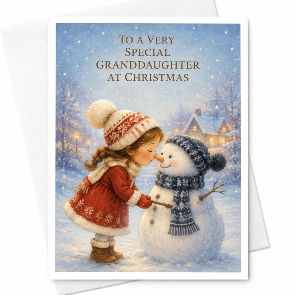 To A Very Special Granddaughter At Christmas Cute Christmas Card Snowy Scene Holiday Greeting Card For Granddaughter Festive Winte C4260