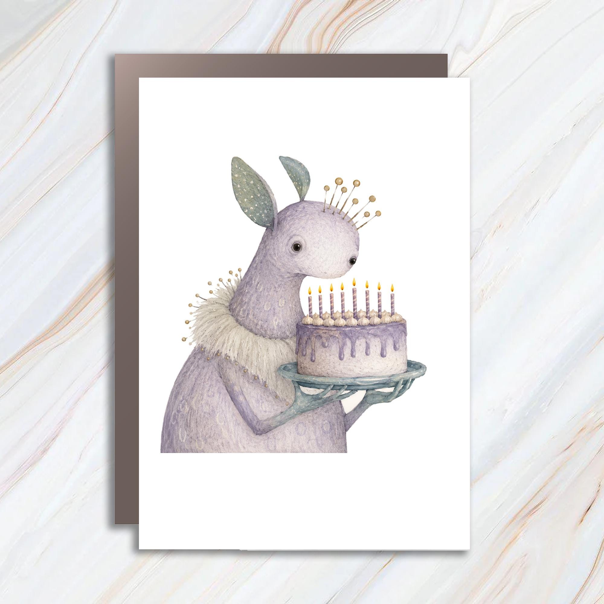 Whimsical Creature Birthday Card Cute Animal Greeting Card For Kids Fantasy Art Birthday Card Magical Celebration Card C923