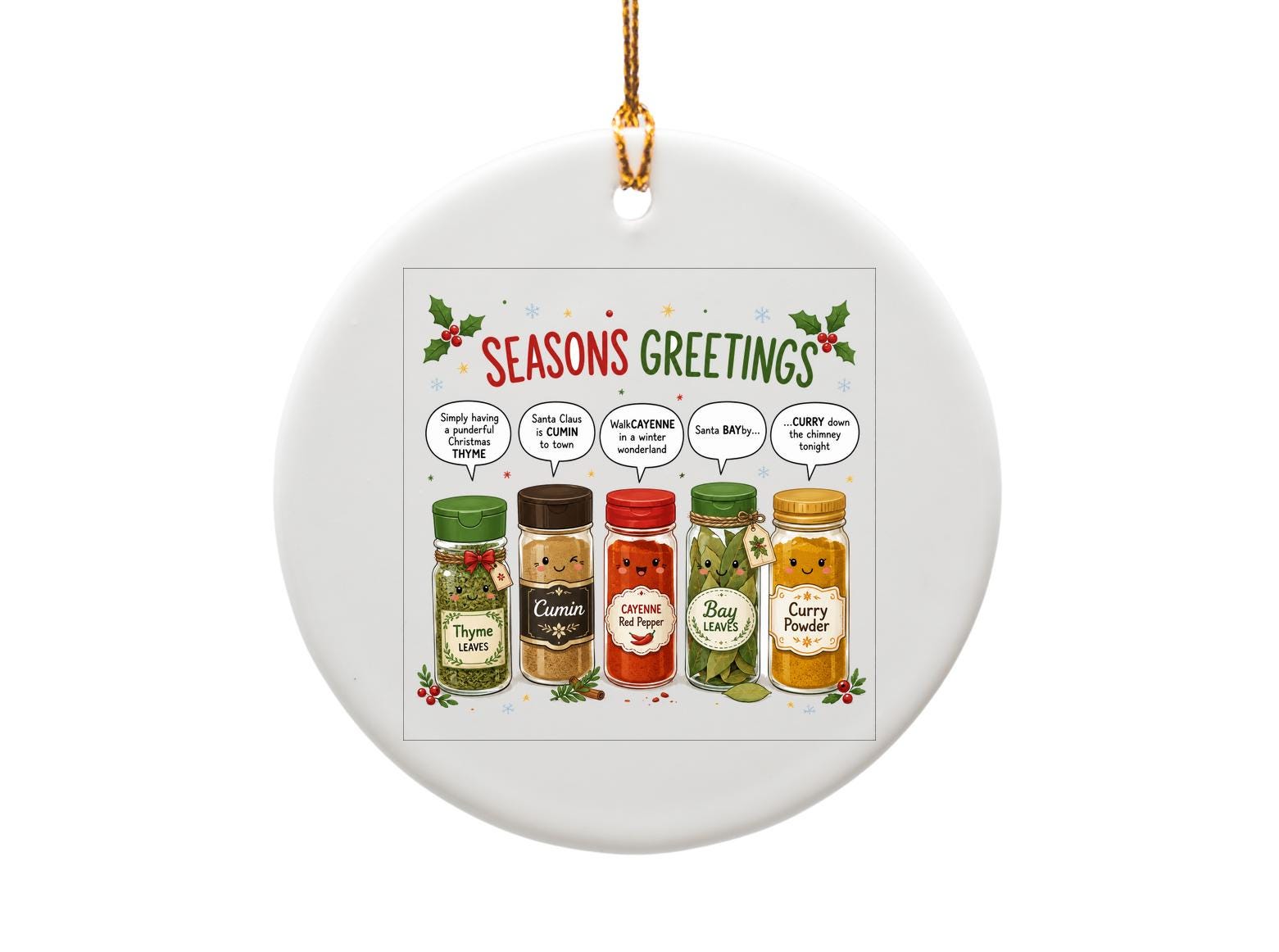 Seasons Greetings Funny Christmas Card Spice Jar Puns Holiday Card Cute Festive Greeting Card For Food Lover Chef CO7