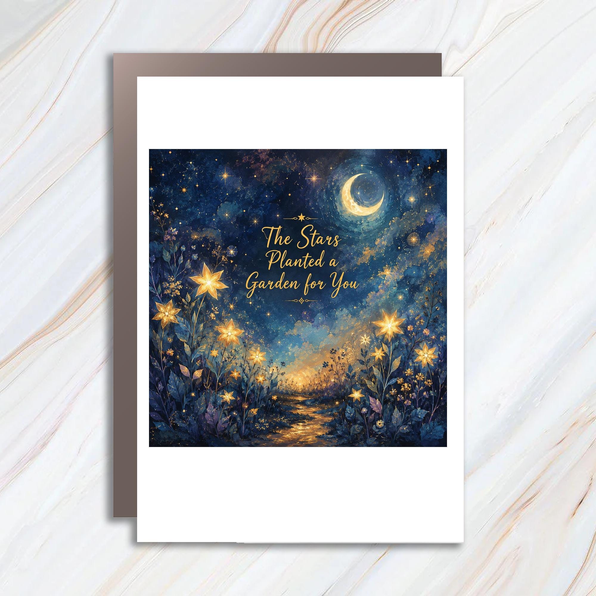 The Stars Planted A Garden For You Starry Night Greeting Card Celestial Floral Art For Her Romantic Birthday Card C929