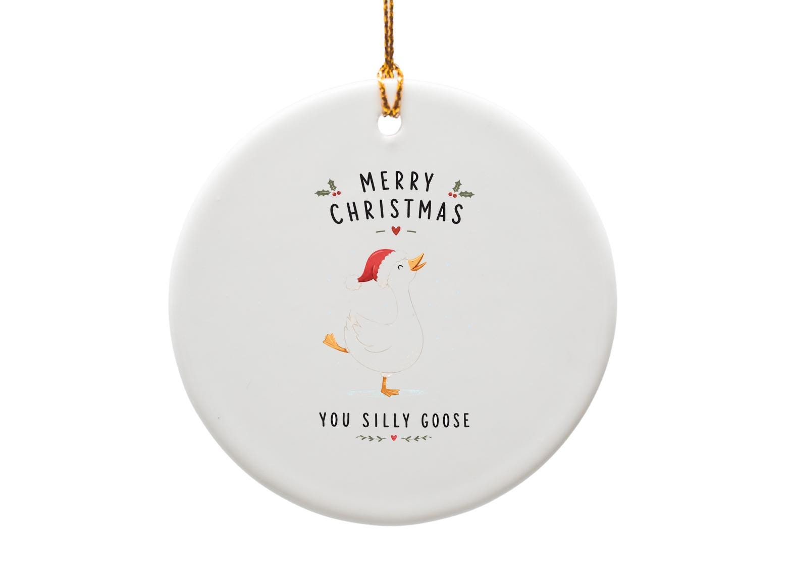 Merry Christmas You Silly Goose Funny Christmas Card Cute Goose With Santa Hat Holiday Greeting Card For Friend Family CO4