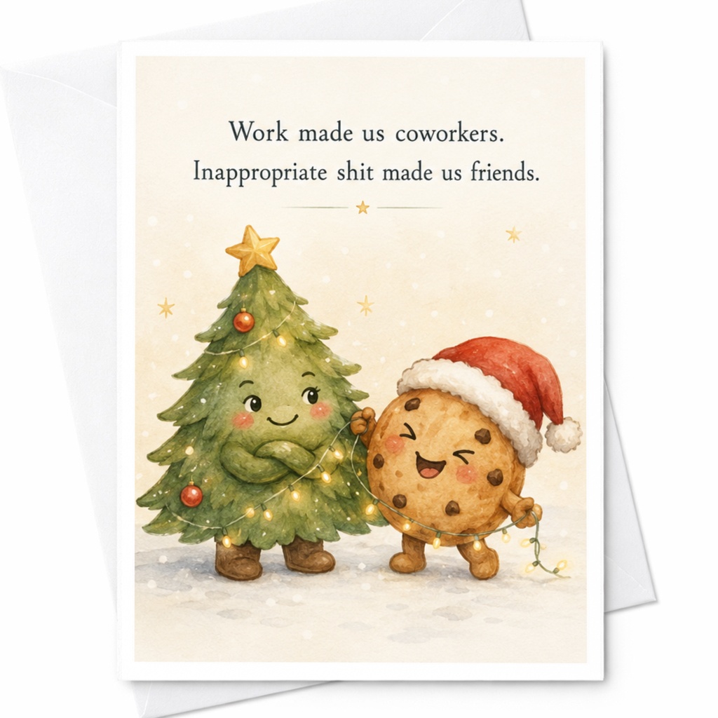 Work Made Us Coworkers Inappropriate Shit Made Us Friends Funny Christmas Card For Coworker Office Holiday Card C4271