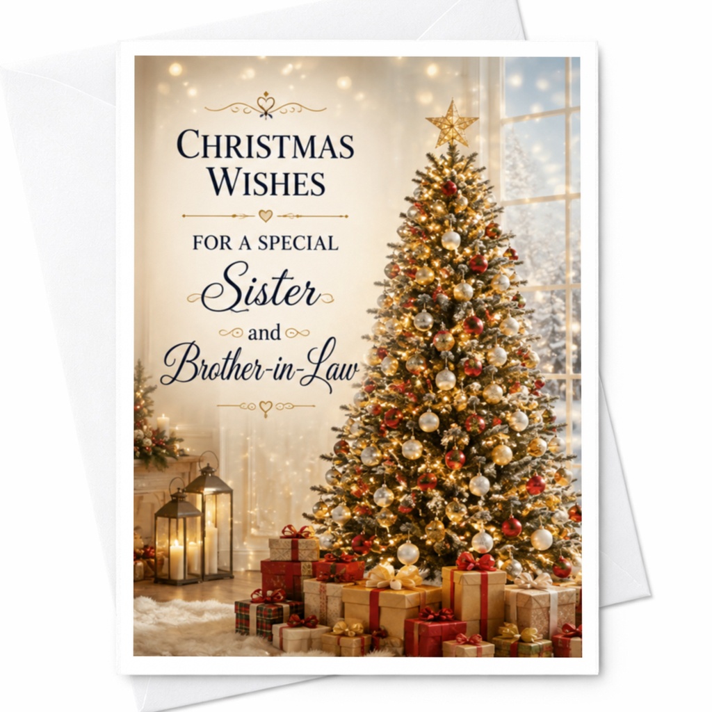 Christmas Wishes For A Special Sister And Brother-In-Law Christmas Card Festive Holiday Greeting Card Elegant For Family C4282
