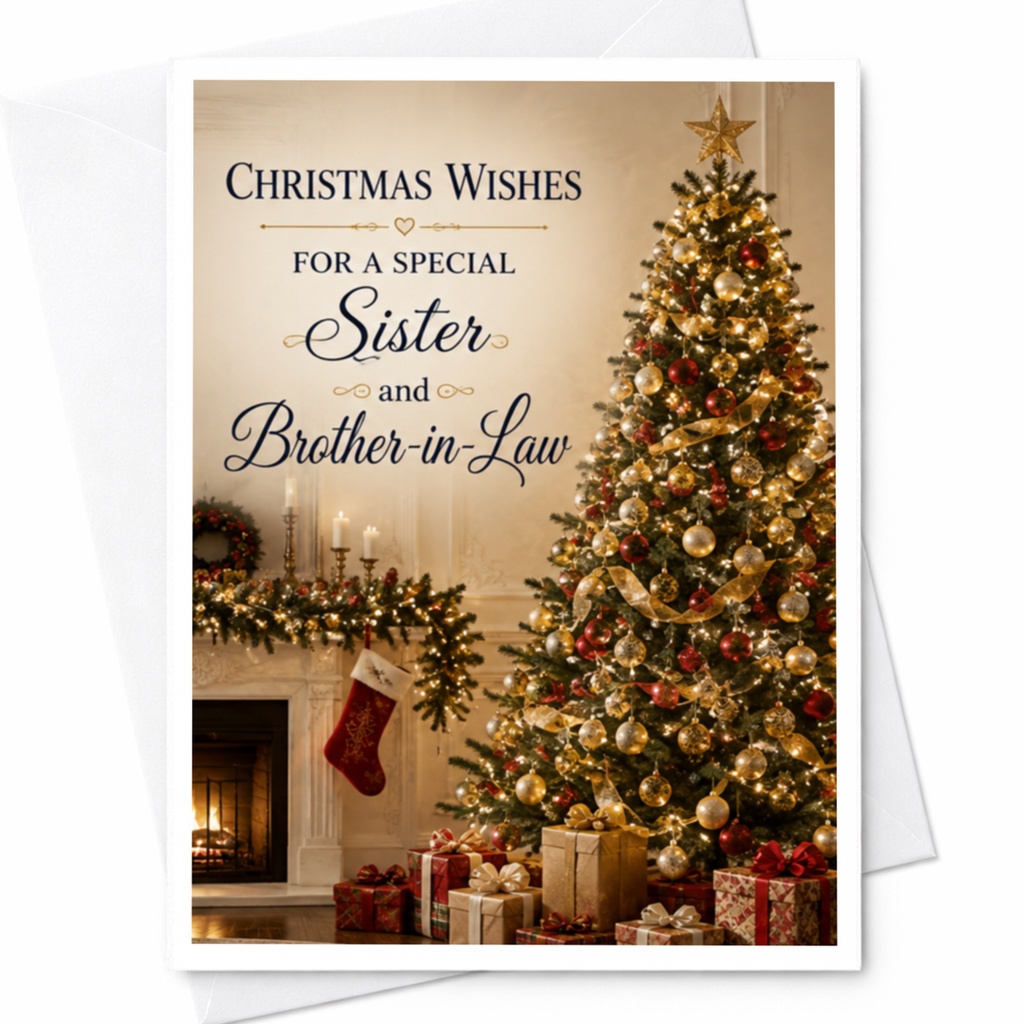 Christmas Wishes For A Special Sister And Brother-In-Law Christmas Card Festive Holiday Greeting Card For Family Elegant C4283