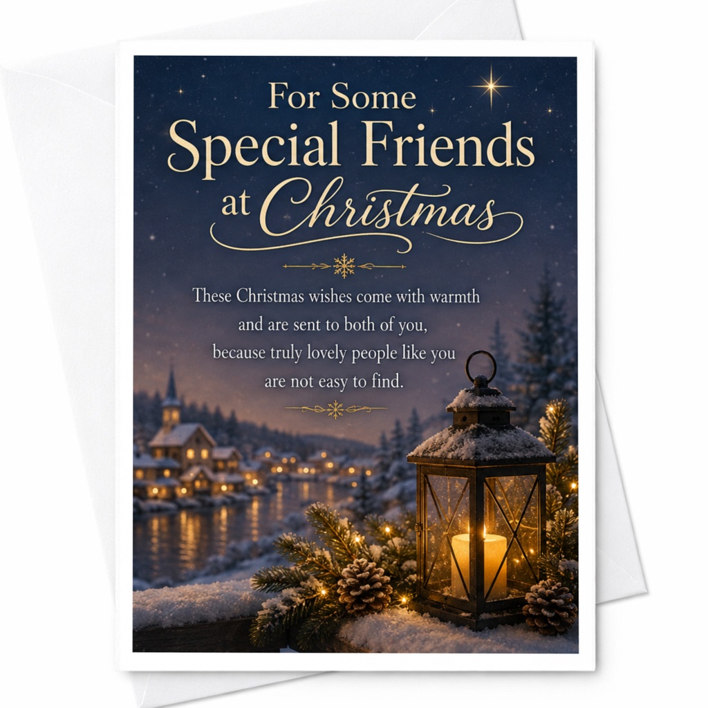 For Some Special Friends At Christmas Card Holiday Greeting Card For Friends Warm Wishes Festive Lantern Scene C4313
