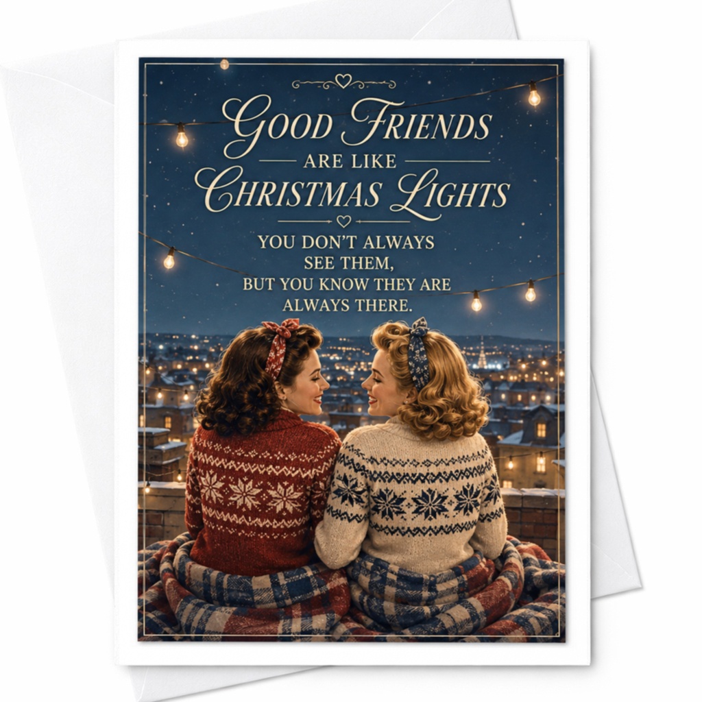 Good Friends Are Like Christmas Lights Christmas Card For Friend Holiday Greeting Card Festive Friendship Card Cute Seasonal Card C4314