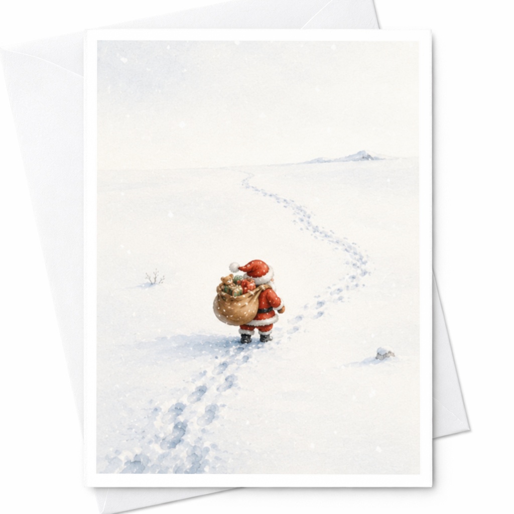 Santa With Gifts Christmas Card Cute Holiday Greeting Card For Husband From Wife Festive Santa Claus Card Winter Scene C4329