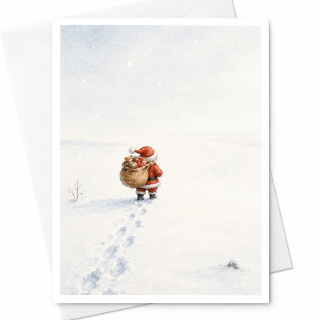 Santa With Gifts Christmas Card Cute Holiday Greeting Card For Husband From Wife Festive Santa Claus Card Winter Scene C4328