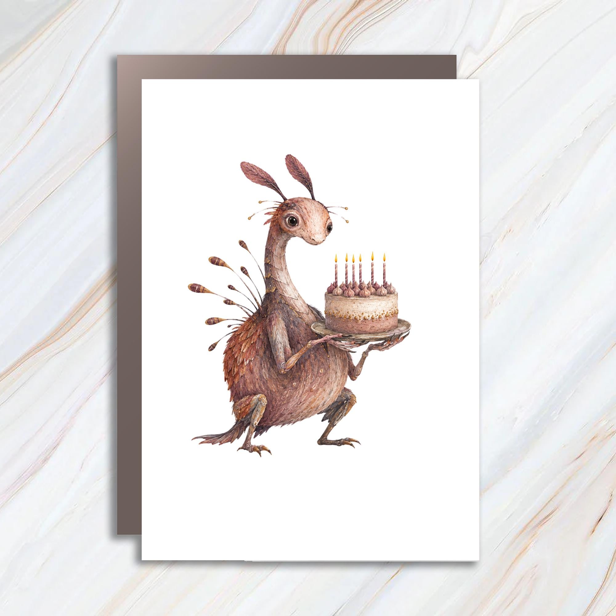Whimsical Creature Birthday Card Cute Animal Greeting Card For Kids Fantasy Art Birthday Card Unique Celebration Card C934