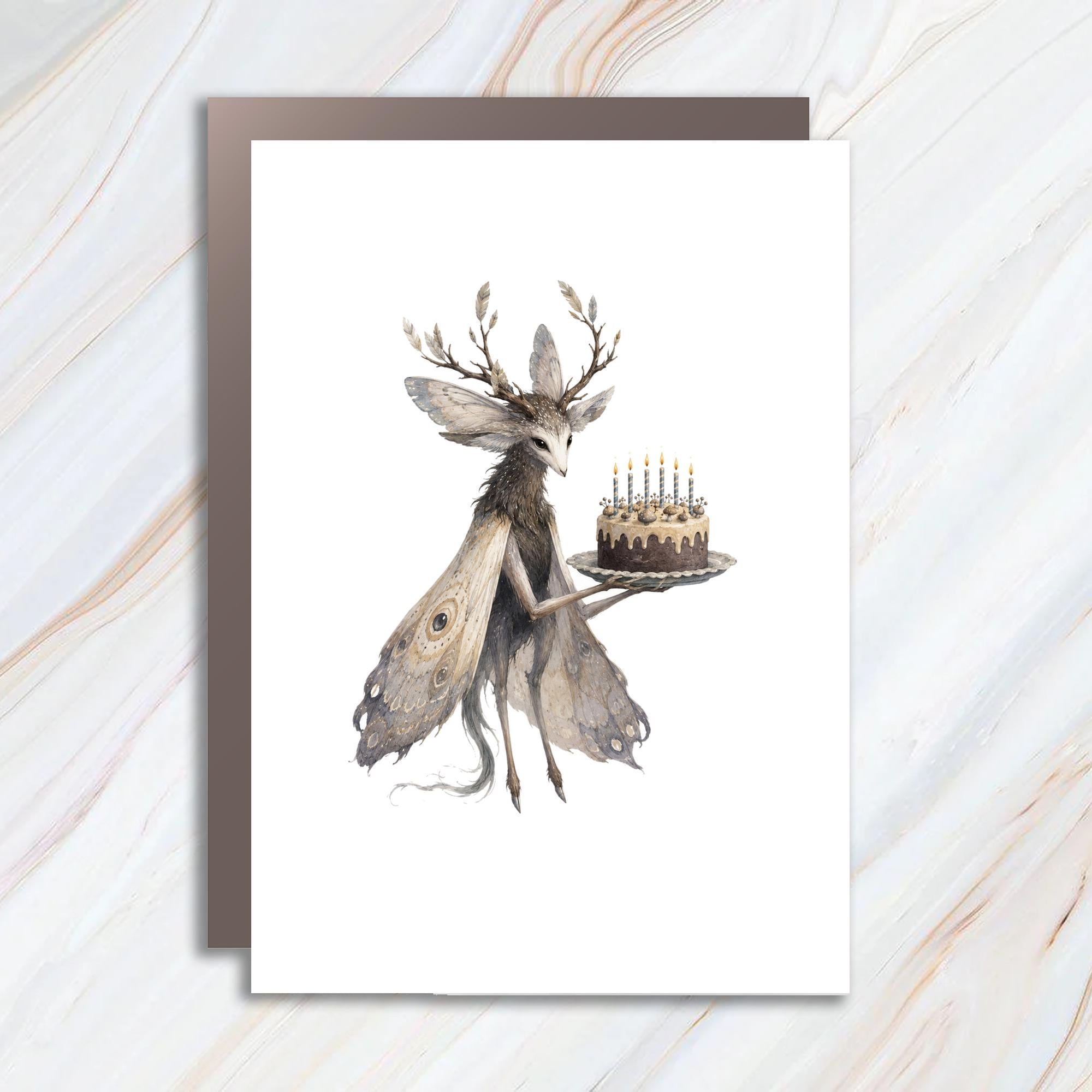 Fantasy Creature Birthday Card Whimsical Greeting Card For Her Unique Art Card Mythical Animal Lover Celebration C939