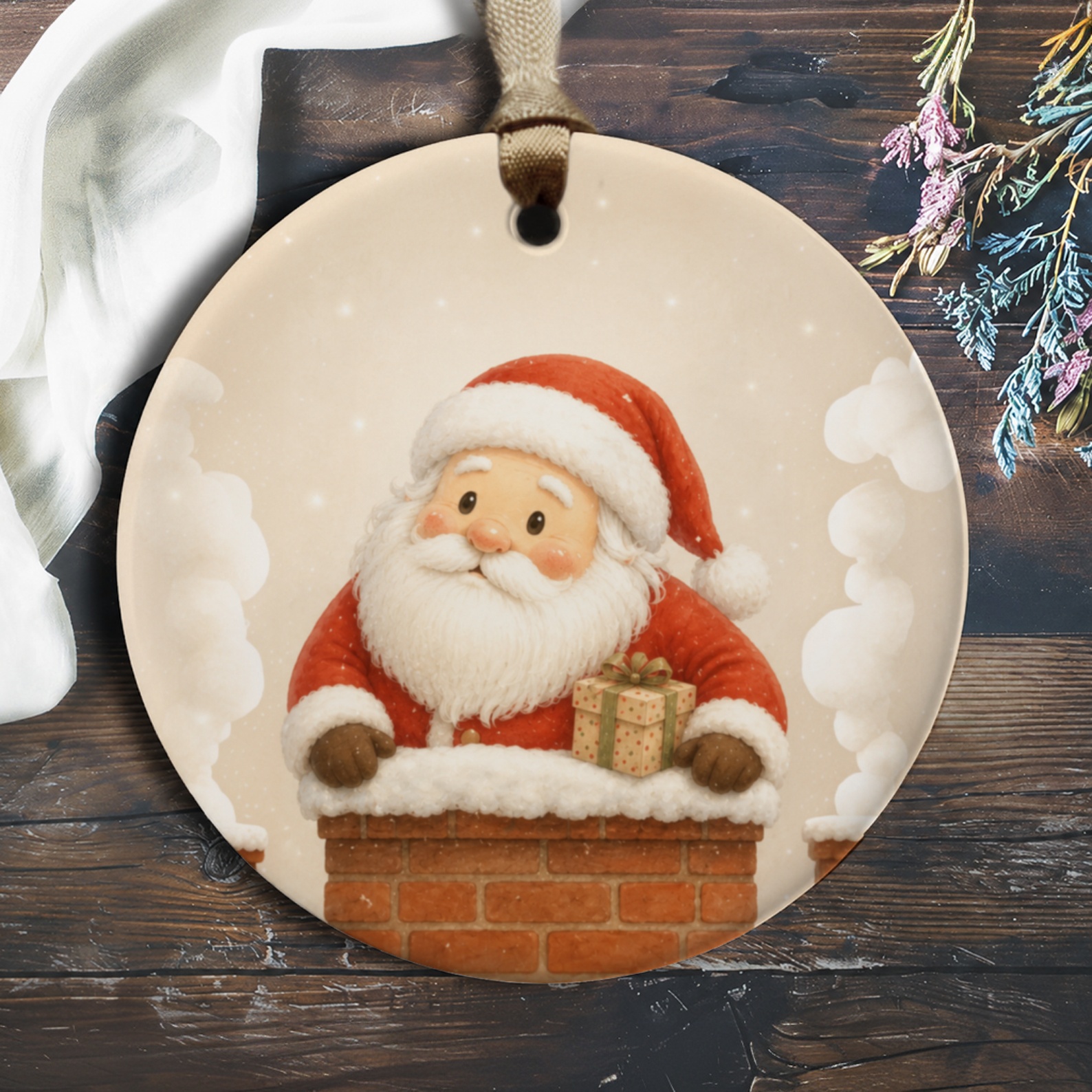 Santa Claus Christmas Ornament Cute Holiday Decor Festive Santa With Gift Winter Decoration For Tree O147