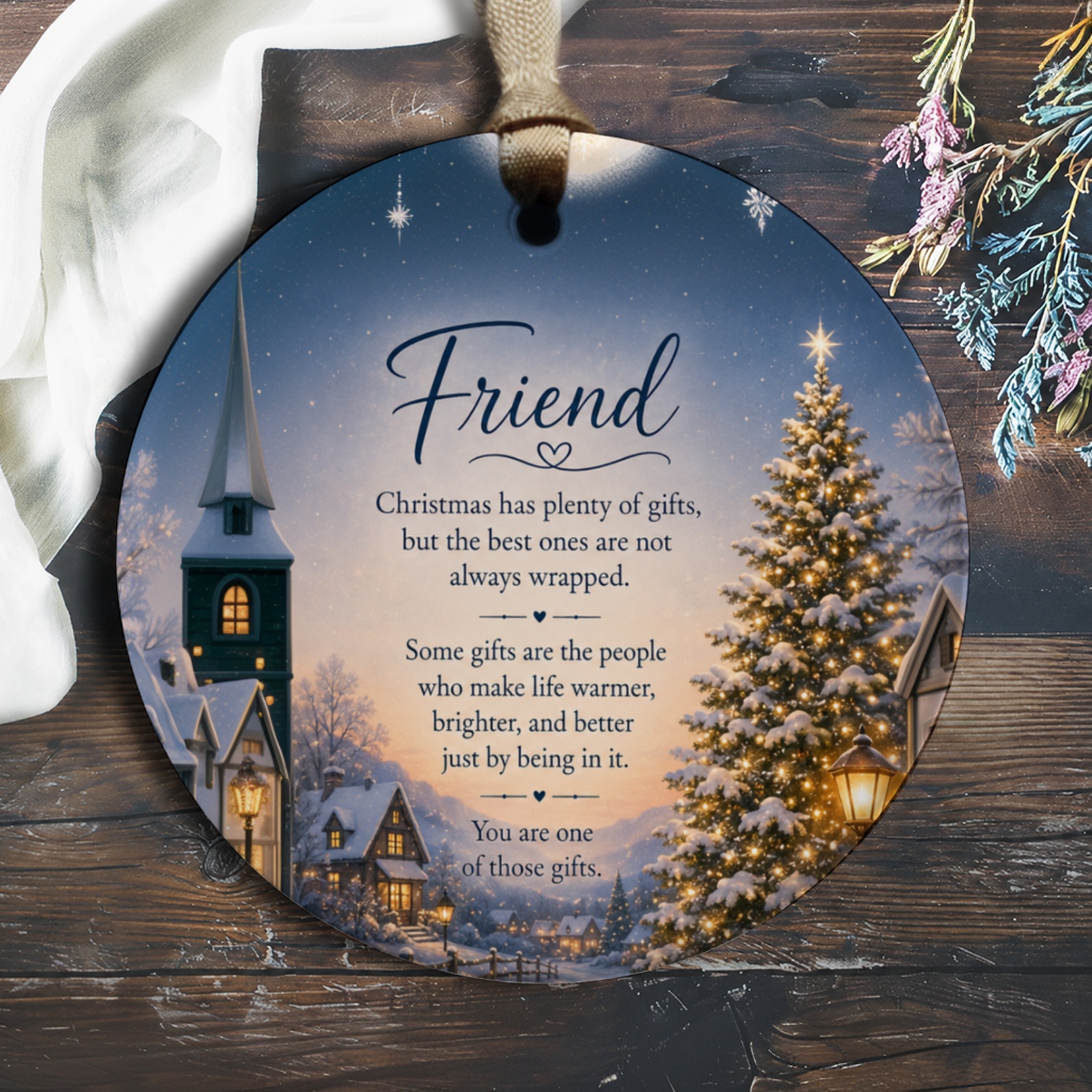 Friend Christmas Ornament Heartfelt Holiday Gift Warm Wishes Festive Decor Christmas Tree Ornament For Friend O166