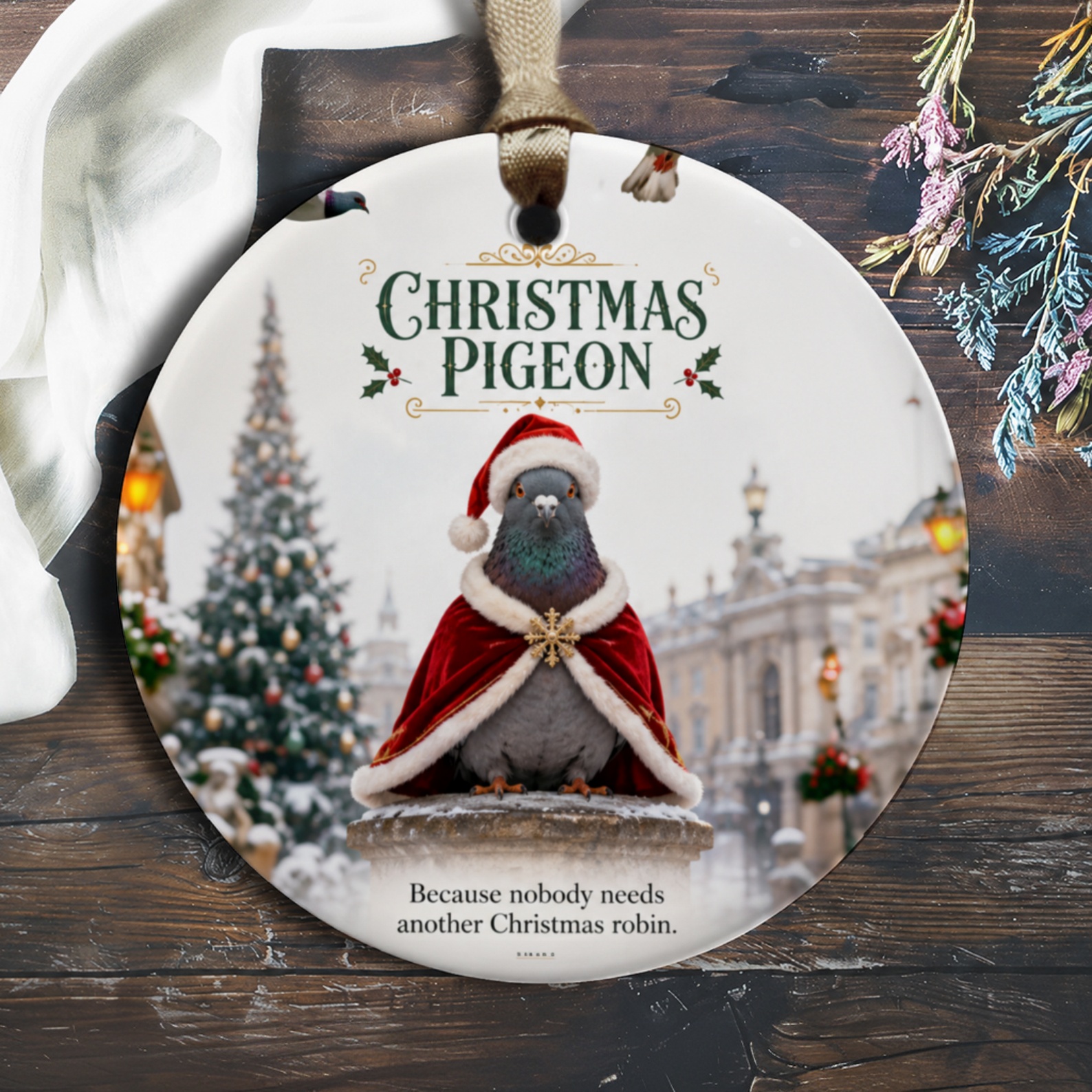 Christmas Pigeon Ornament Funny Holiday Decor Pigeon Lover Gift Cute Santa Bird Christmas Tree Decoration Unique Festive Ornament O168
