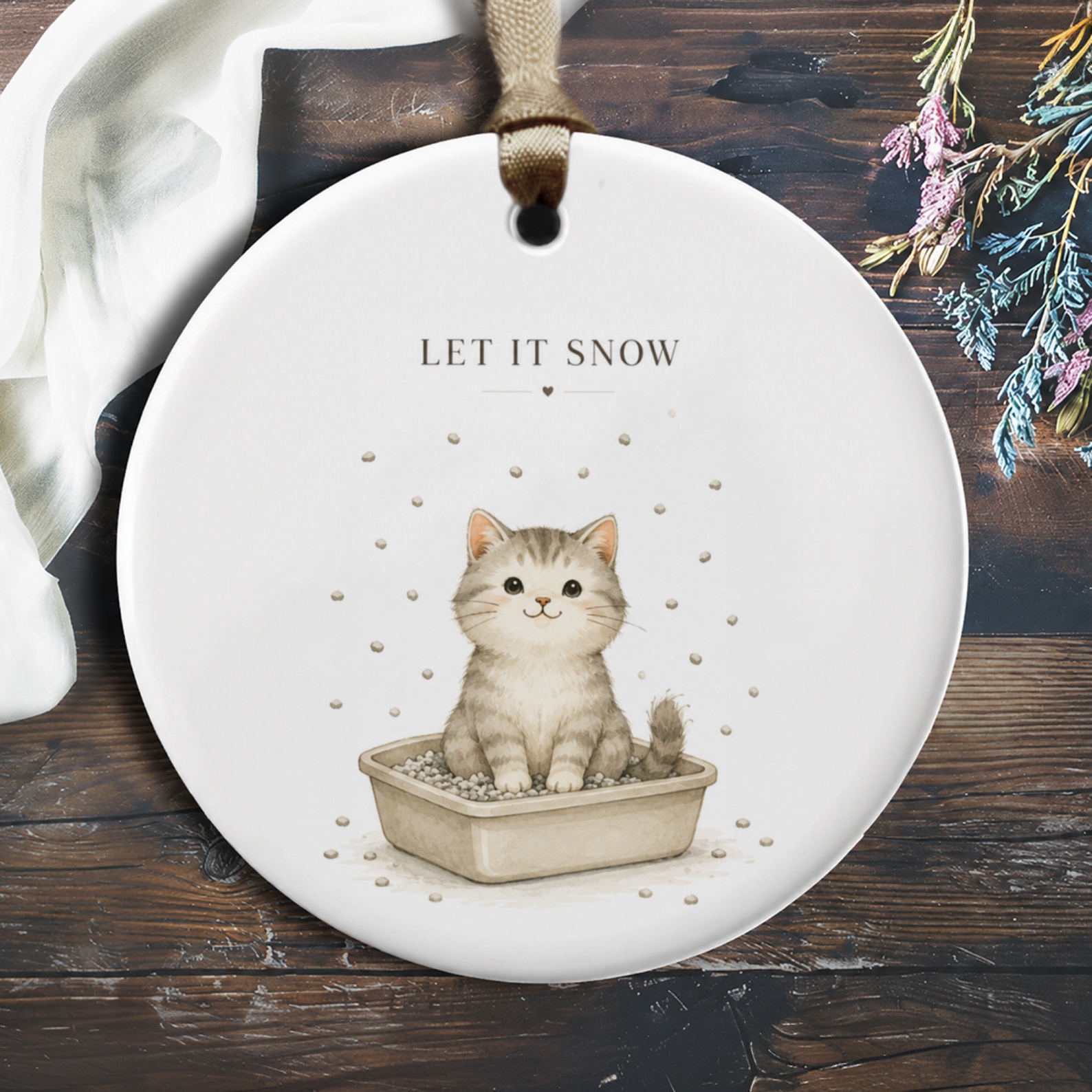 Let It Snow Cute Cat Ornament Christmas Decoration Funny Holiday Decor For Cat Lovers Adorable Winter Ornament O197