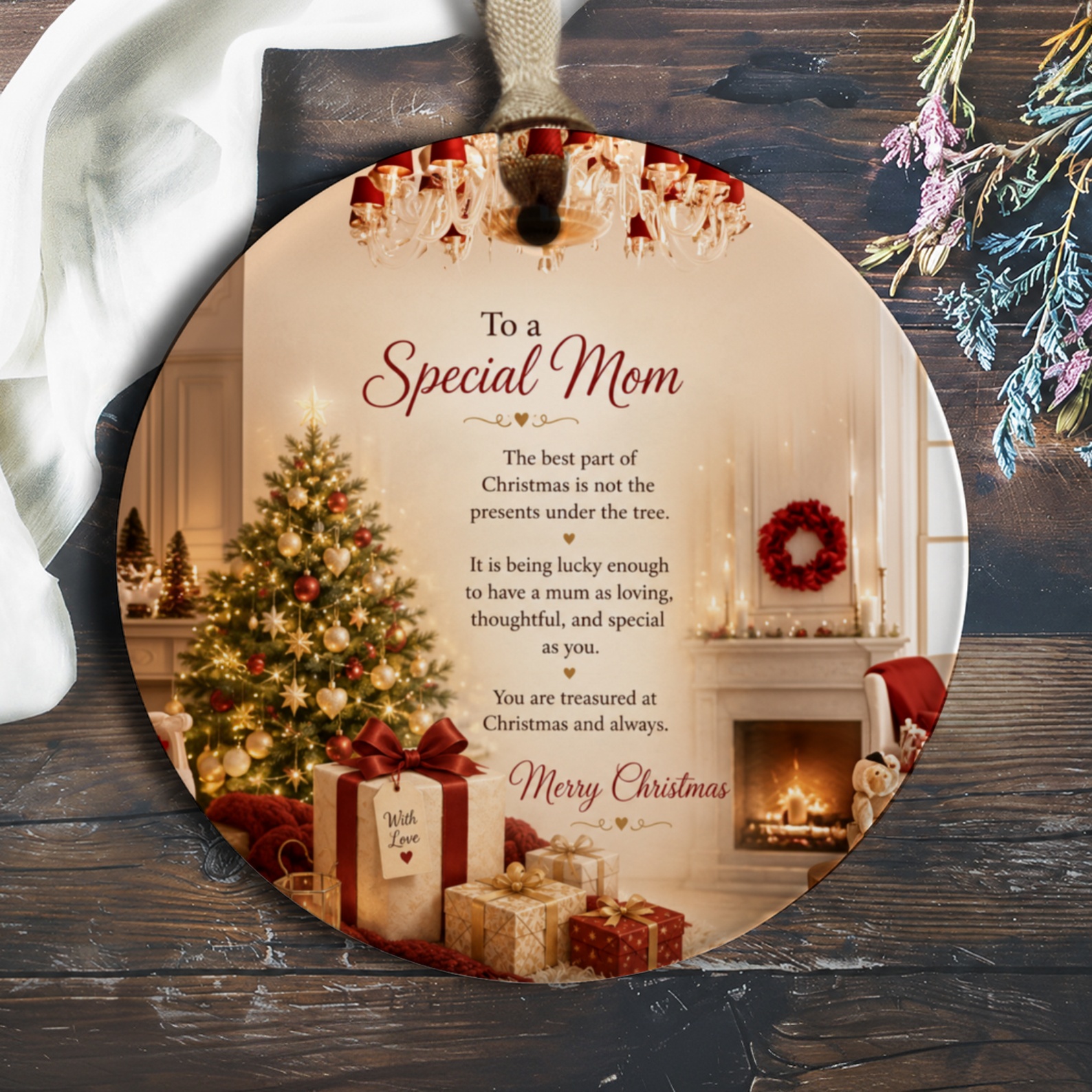 To A Special Mom Christmas Ornament Loving Thoughtful Mum Gift Holiday Decor Sentimental Keepsake Merry Christmas O219
